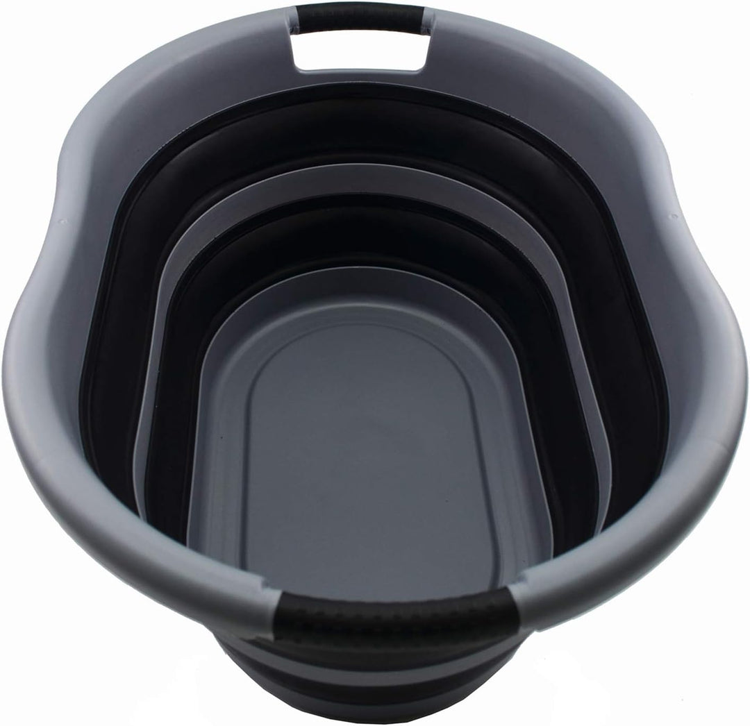 SAMMART 36L Collapsible Plastic Wäschekorb - Ovale Wanne/Korb - Faltbarer Vorratsbehälter/Organizer