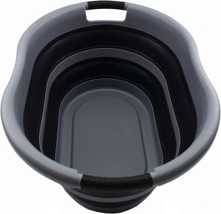 SAMMART 36L Collapsible Plastic Wäschekorb - Ovale Wanne/Korb - Faltbarer Vorratsbehälter/Organizer