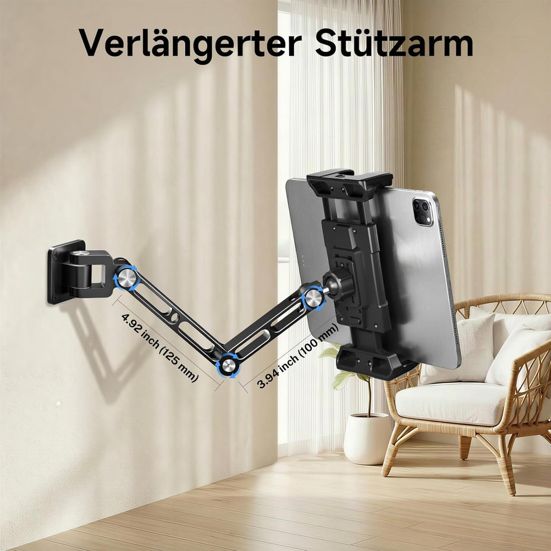 OHLPRO Tablet Wandhalterung aus Aluminium, iPad Halterung Wand mit Basis-Drehgelenk Tablet Halter Ko