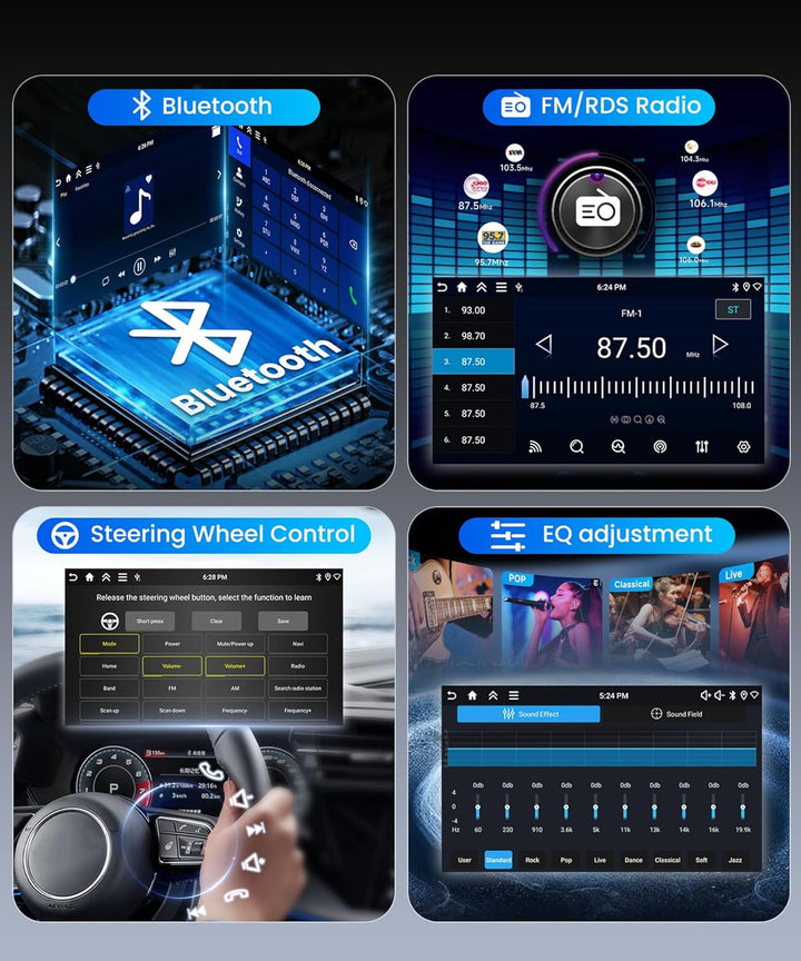VECHTEL 4G+64G Android 15 Klaviertasten Autoradio 1 Din, 7'' IPS HD Touchscreen mit Drahtlos Carplay