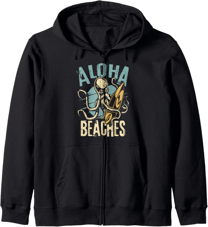 Cooles Surfer Design mit Oktopus Kraken - Aloha Beaches! Kapuzenjacke