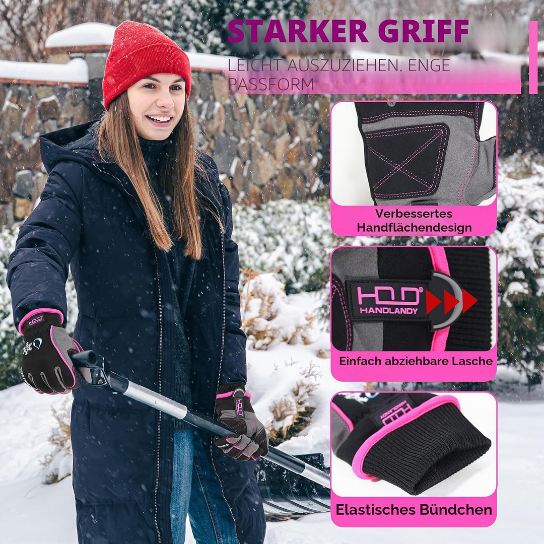 HLDD HANDLANDY wasserdichte Handschuhe für Herren, Winddichte Thermohandschuhe, Touchscreen Winterha
