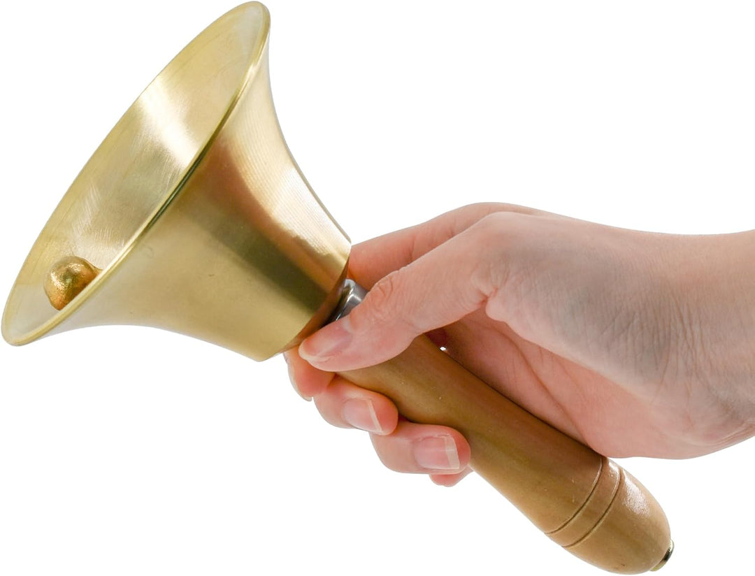 MrMrKura Superlaute Handglocke aus massivem Messing mit Holzgriff für Kirche, Hotel, Schule, Gottesd