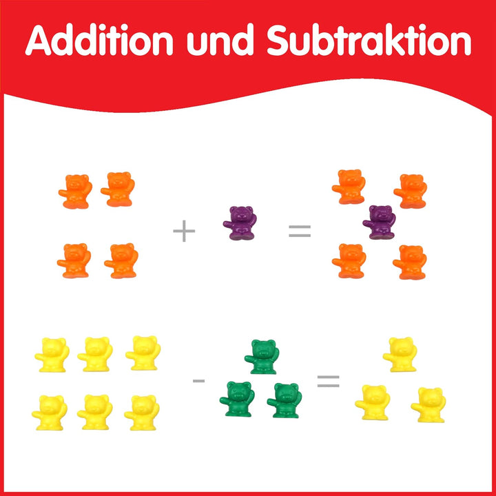 edxeducation Counting Bears mit passenden Schalen, Mathe Lernmittel | 68er Set, 60 Bärenzähler, 6 Sc