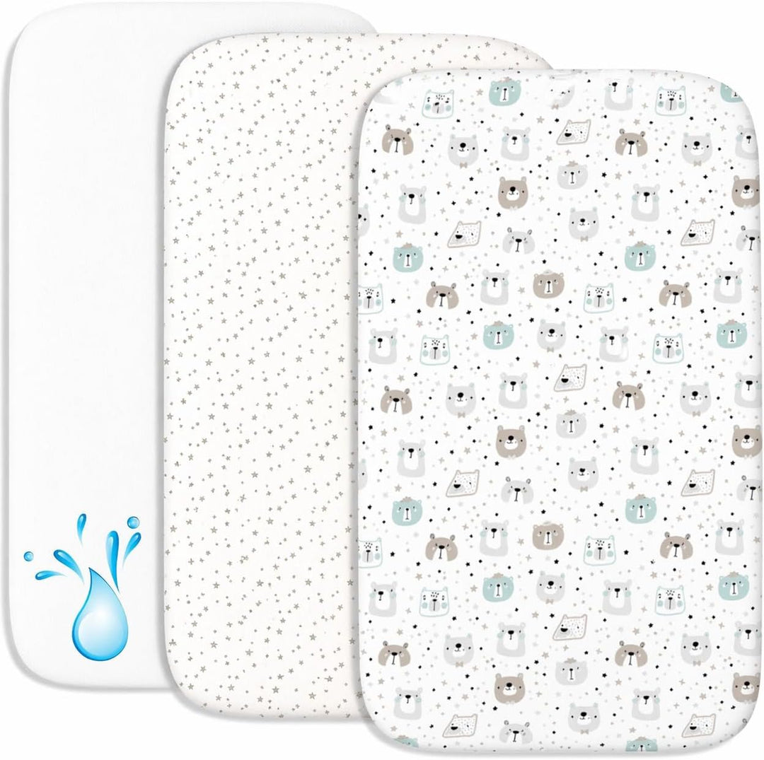 FlyIdeas Spannbettlaken 60x120 cm fur Babybett, 3 STK. - 100% Reine und Sanft Baumwolle - 2 Spannbet
