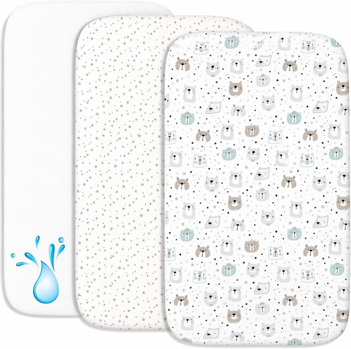 FlyIdeas Spannbettlaken 60x120 cm fur Babybett, 3 STK. - 100% Reine und Sanft Baumwolle - 2 Spannbet