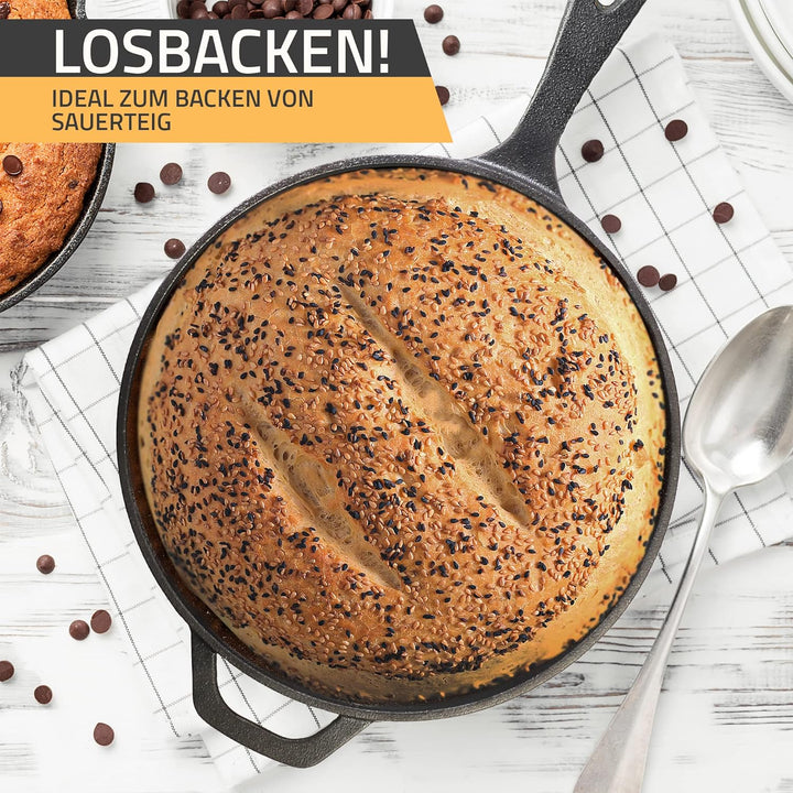 KICHLY Beschichteter Gusseisen Schmortopf, 2 in 1 Combo Kocher mit 26 cm (10.25 Inch) Pfanne und 3.2