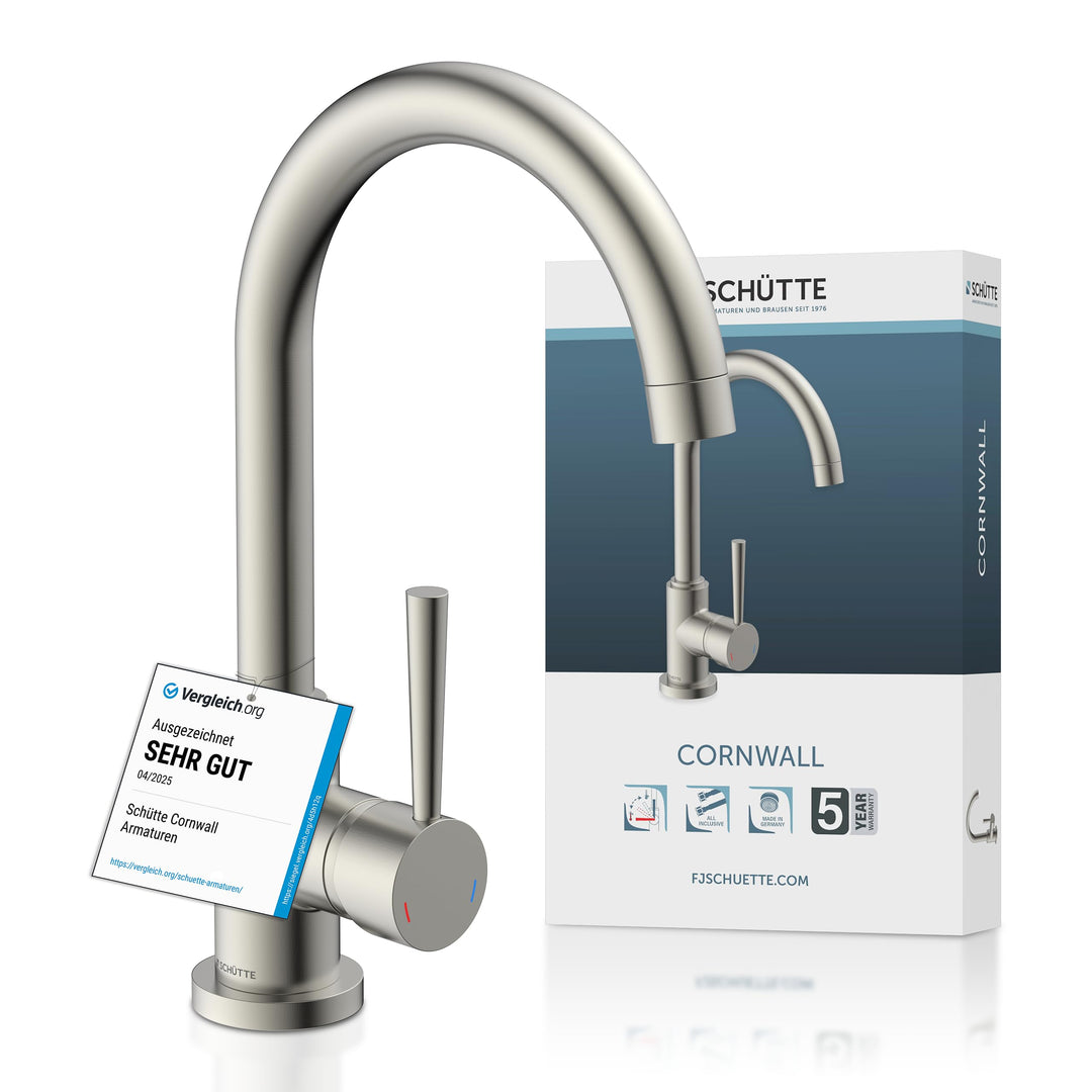 SCHÜTTE 79126 Küchenarmatur CORNWALL, 360 Grad schwenkbarer Wasserhahn Küche, Mischbatterie für die