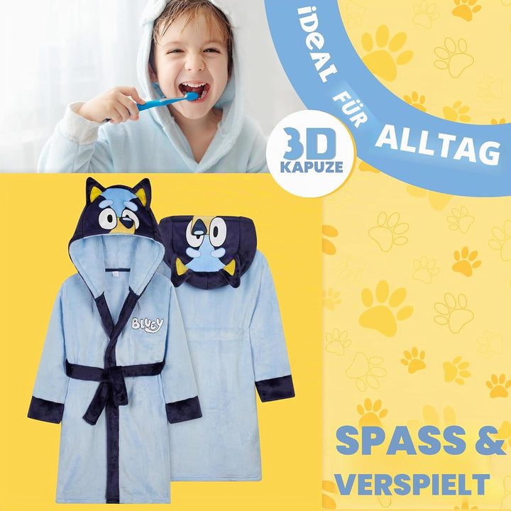 BlueY Mädchen Fleece Bademantel mit Kapuze und Bindegürtel, gemütlicher Morgenmantel - Geschenke für