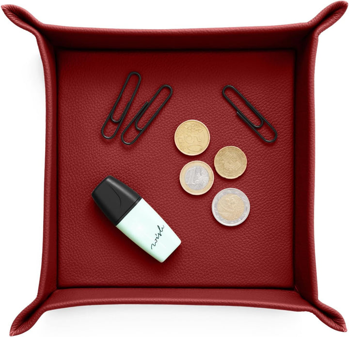 Eglooh - Iris - Taschenleerer aus echtem Leder Ferrari Rot - Schreibtisch-Organizer mit modernem Des
