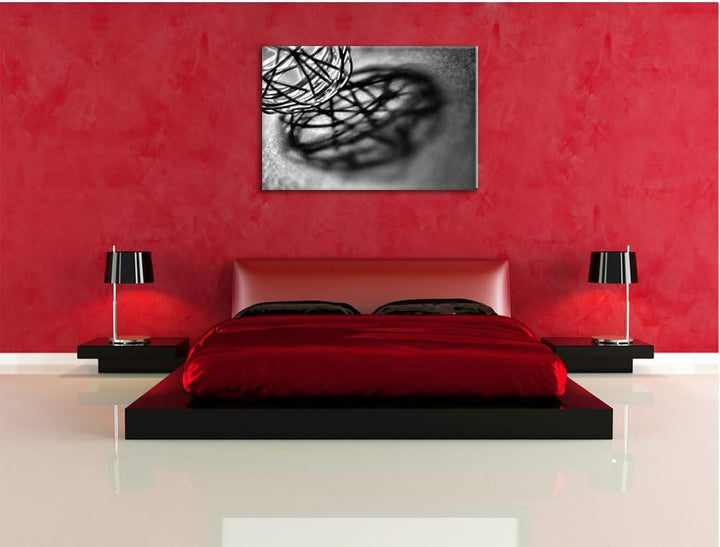 Pixxprint Schatten eines Heu Balls / 100x70cm Leinwandbild bespannt auf Holzrahmen/Wandbild Kunstdru