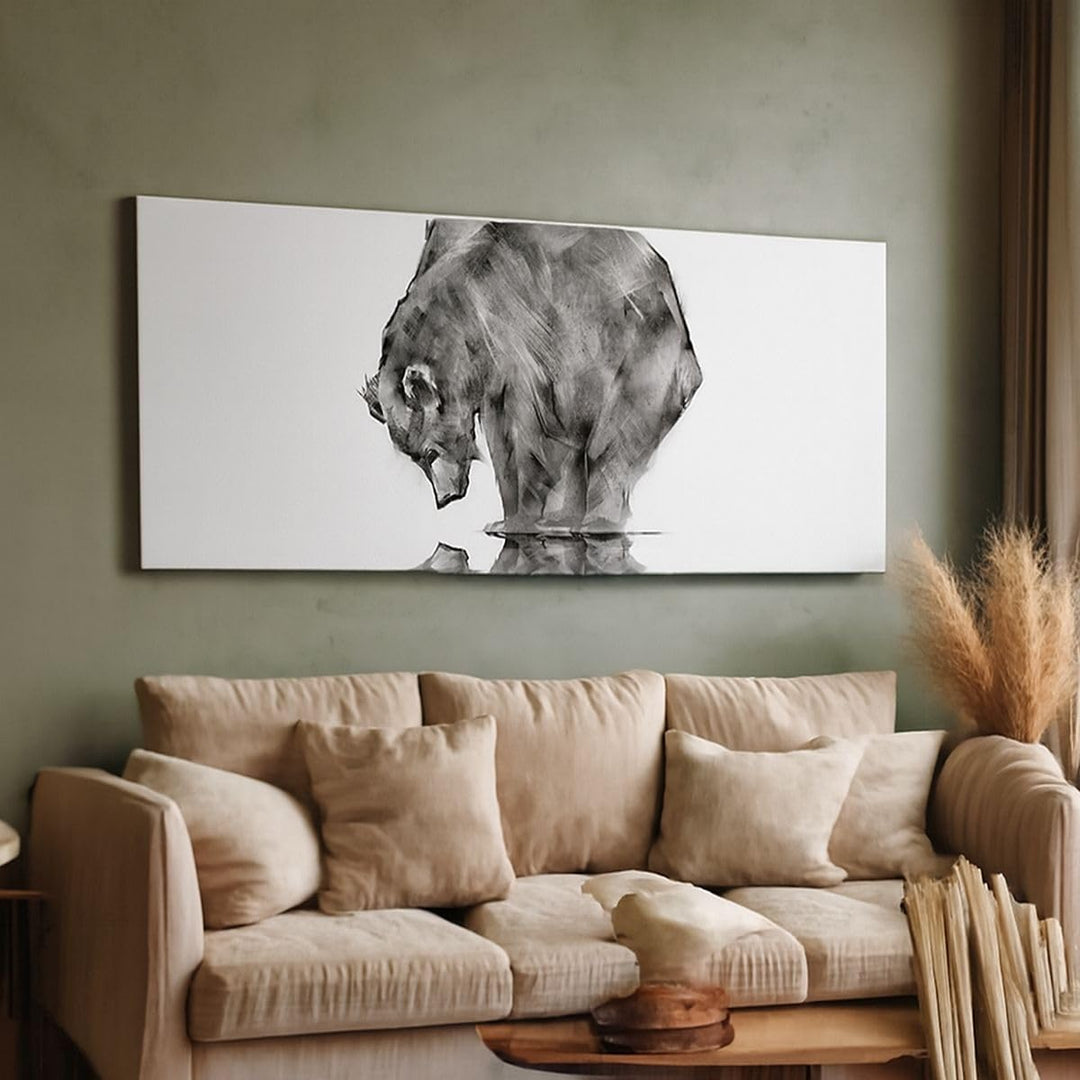 Wandbilder Dekoration Wohnzimmer Bär Tier Panorama Bilder auf Leinwand 120x50cm Leinwandbild mit Rah