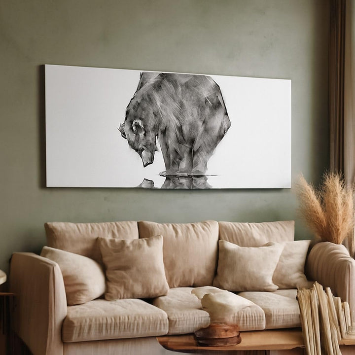 Wandbilder Dekoration Wohnzimmer Bär Tier Panorama Bilder auf Leinwand 120x50cm Leinwandbild mit Rah