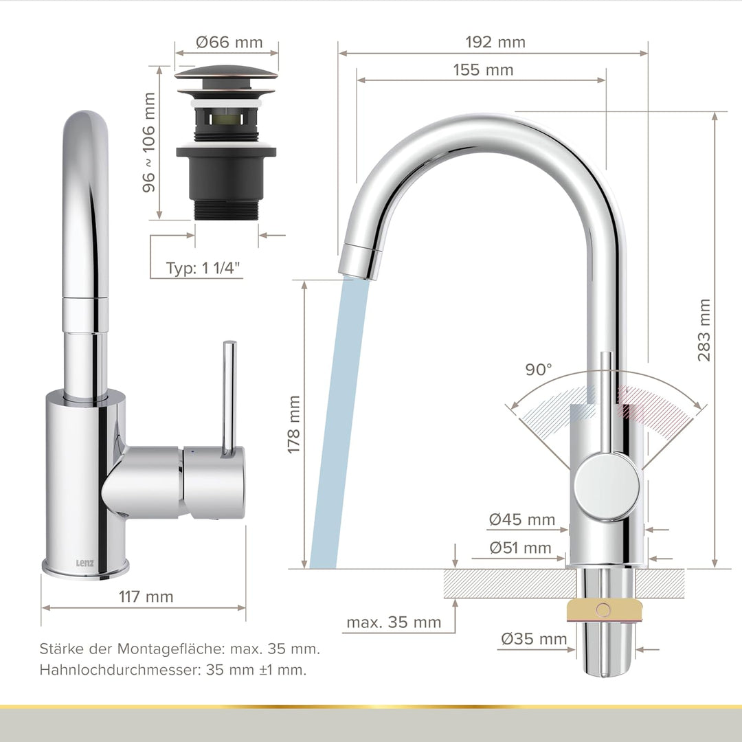 Lenz BOW² Waschtischarmatur chrom 46010202, Chrom