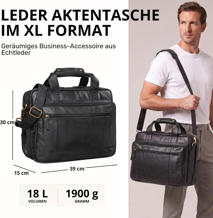 STILORD 'Experience' Vintage Lehrertasche Leder gross für Herren Damen XL Aktentasche Business Schul