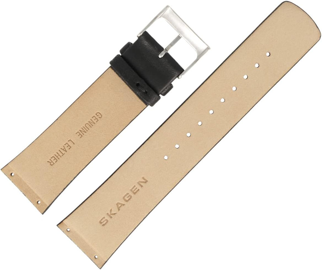 Skagen Uhrenarmband 22mm Leder Schwarz verschraubter Anstoss - SKW6104