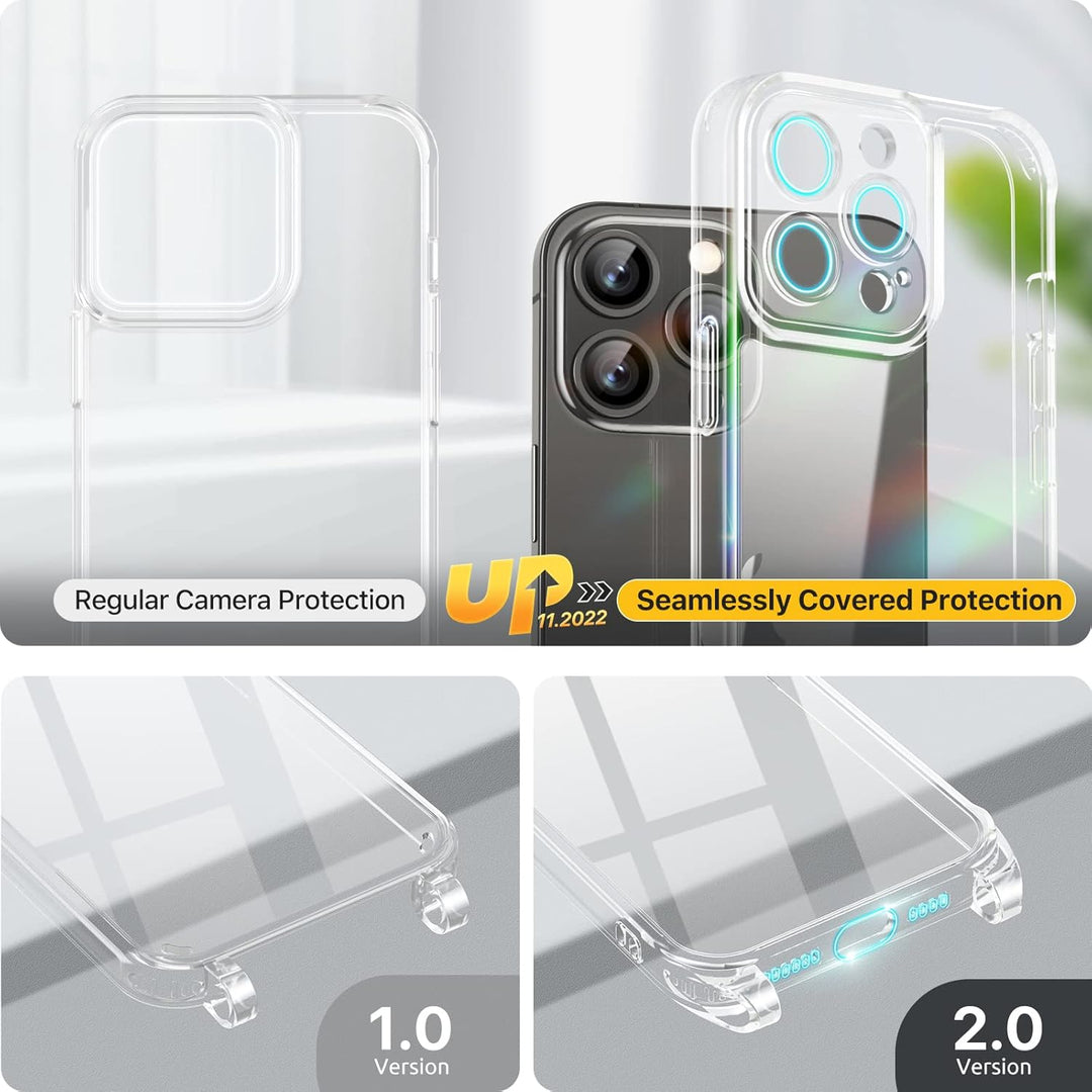 GOODVISH 3 in 1 Handykette für iPhone 13 Pro Max 6,7", mit 2 Stück Schutzfolie | 360°-Schutz | Kamer