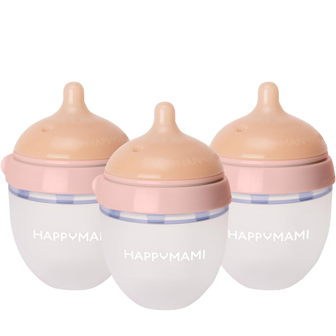 Set aus 3 personalisierbaren Babyflaschen, Sauger aus Lebensmittelecht, doppeltes Anti-Kolik-System,