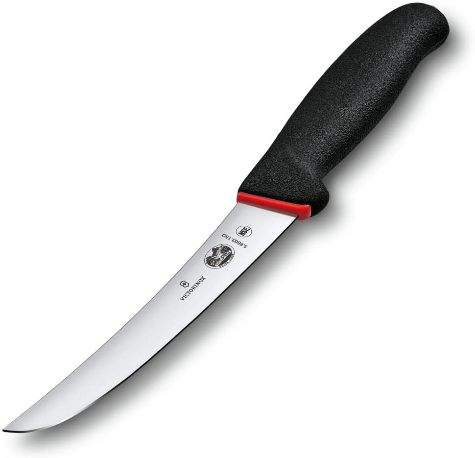 Victorinox Fibrox Dual Grip Ausbeinmesser, Gebogene Klinge, 2-Komponenten Rutschfester Griff, Rostfr