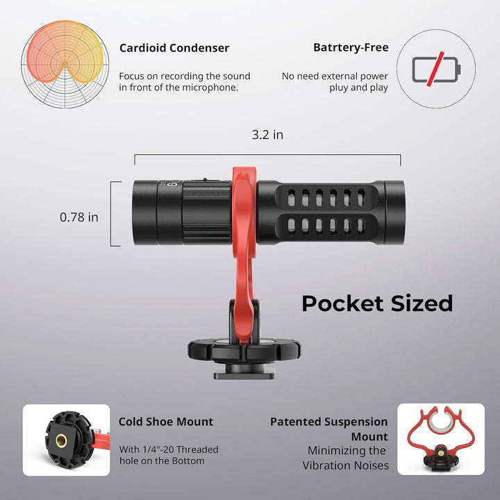 SMALLRIG Videomikrofon, Dual Input Videomic, mit Stossdämpfung Shock Mount, 3.5mm TRS/TRRS Richtmikr