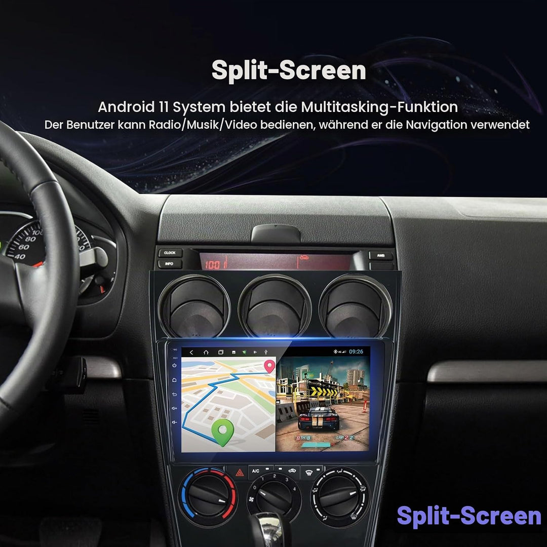 EZoneTronics Android 11 Autoradio Stereo für Mazda 6 Atenza 2002-2014 9 Zoll Touchscreen GPS Navigat