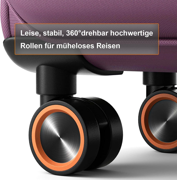 Stoff Kofferset 2 Teilig - Handgepäck und gross Weichschalenkoffer | Leicht Koffer Trolley | Reiseko