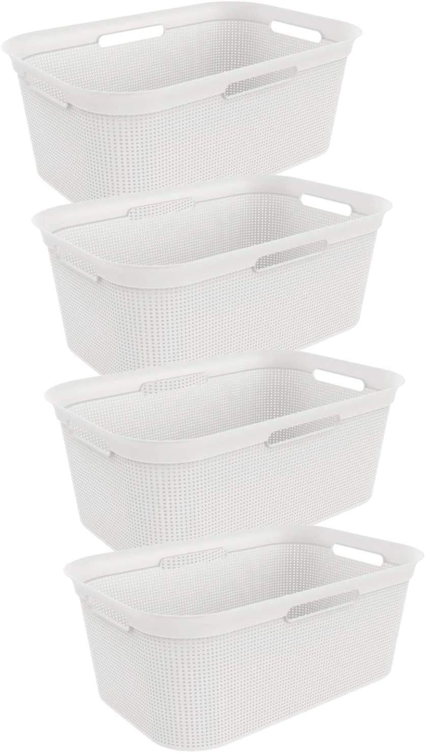 Rotho Brisen 4er-Set Wäschekorb 40l, Kunststoff (PP) BPA-frei, weiss, 4 x 40l, Weiss
