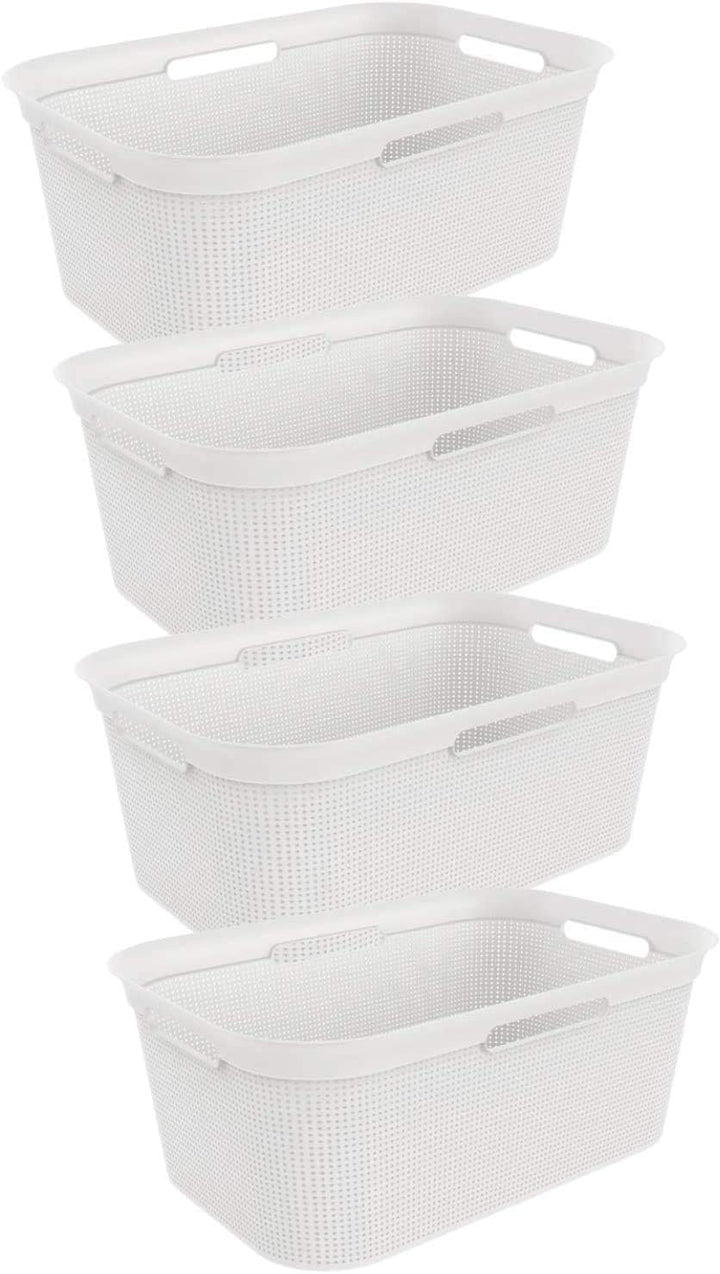 Rotho Brisen 4er-Set Wäschekorb 40l, Kunststoff (PP) BPA-frei, weiss, 4 x 40l, Weiss