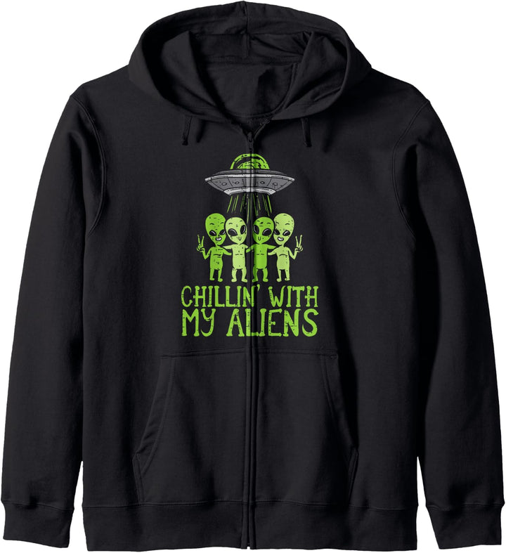 Chillin With My Aliens Group Kleinkind Jungen Halloween Kinder Kapuzenjacke