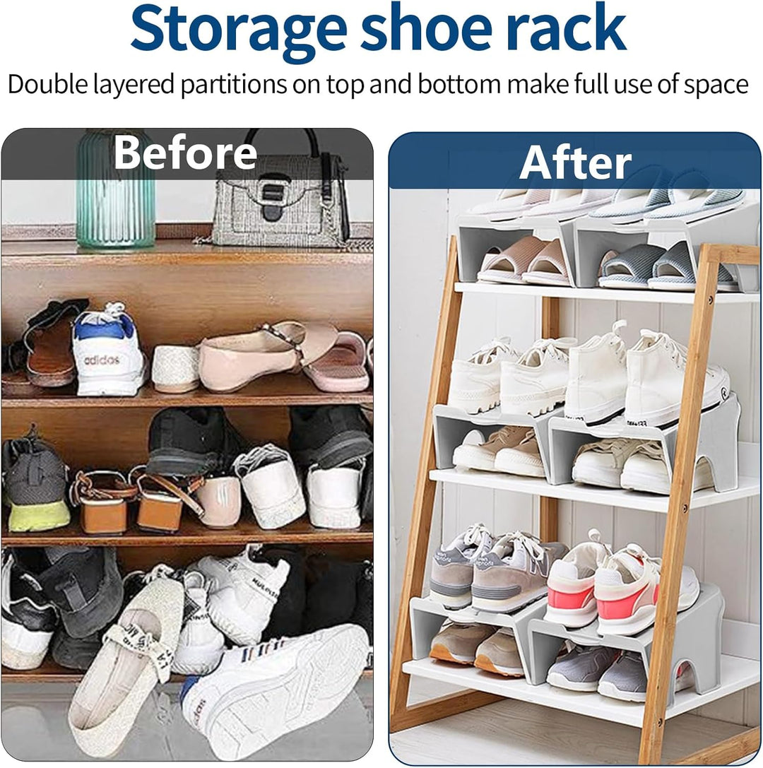 Schuhstapler, 4 Stück Schuhstapler Platzsparend Doppelschicht Schuhorganizer Schuhschlitze Organizer