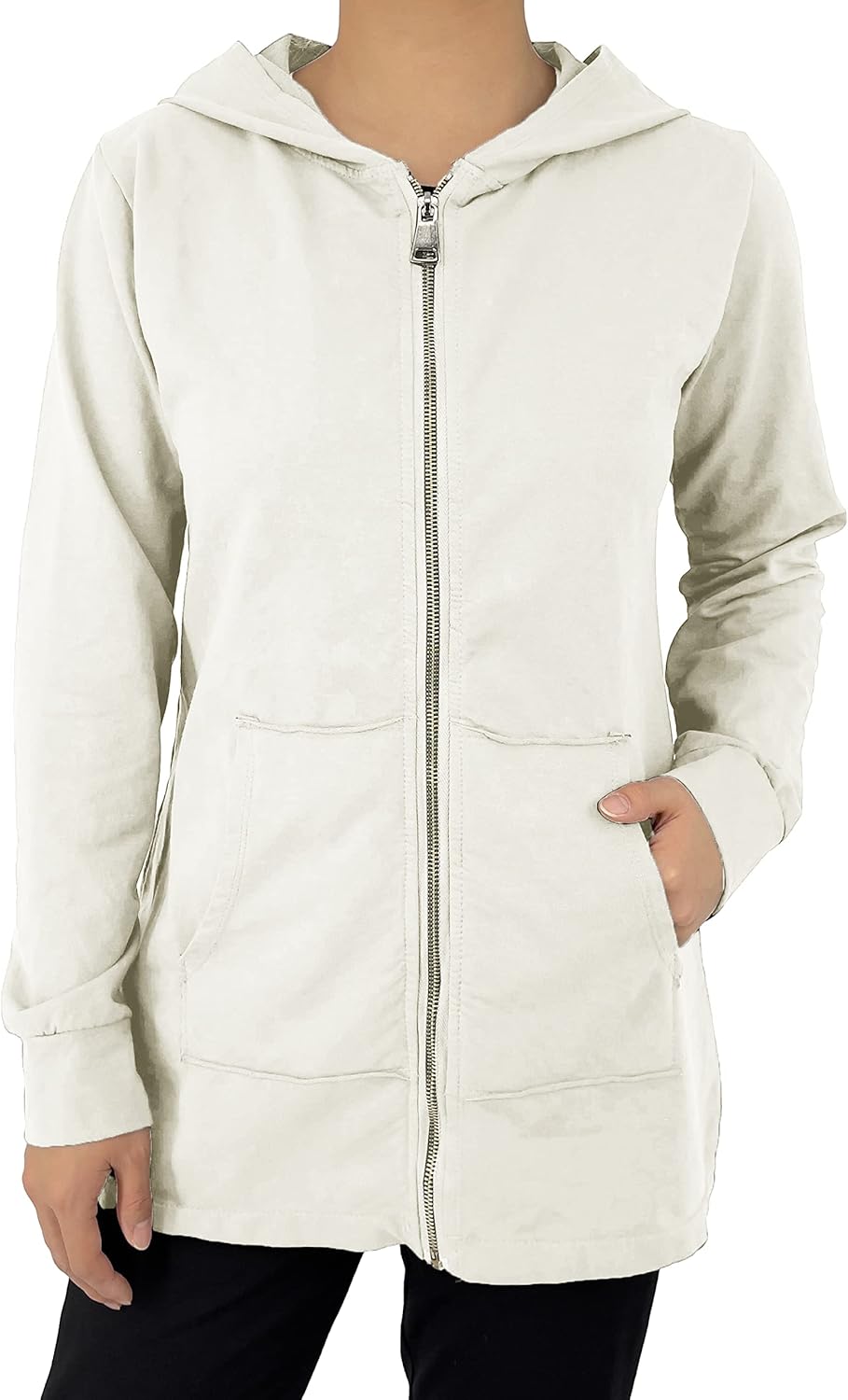 JOPHY & CO. Langes Sweatshirt für Frauen mit Kapuze, Reissverschluss und Taschen (cod. 9047) 3XL elf