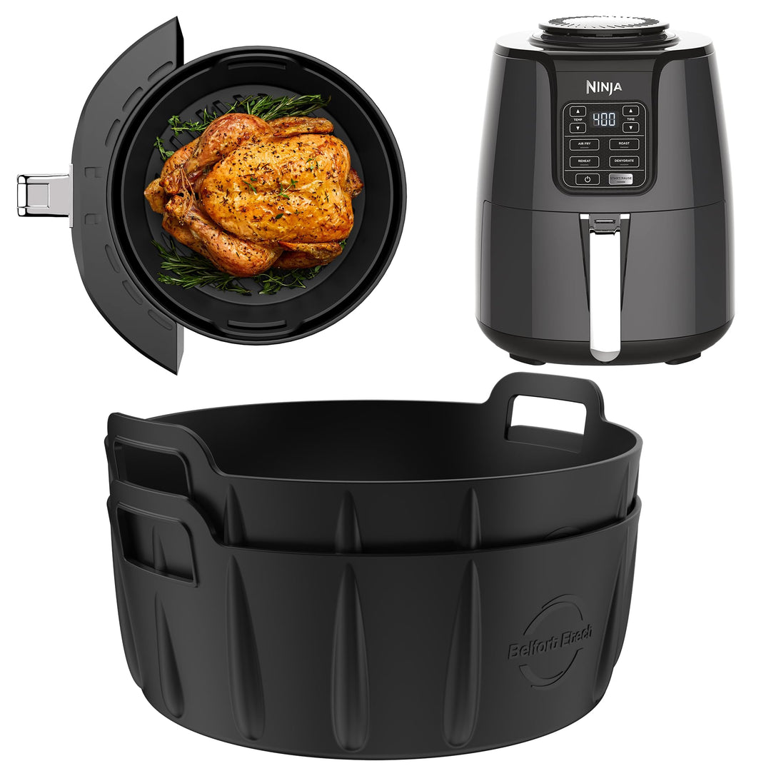 Premium 2 Stück Silikonform Heissluftfritteuse Rund für Ninja 5,2L AF160EU, 3.8L AF100EU & andere 5,