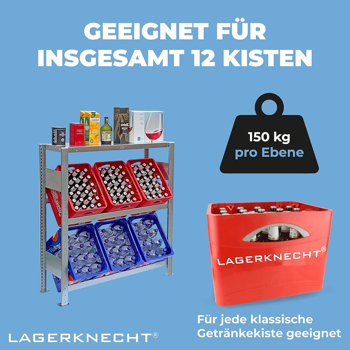 Lagerknecht Getränkekistenregal 6 Kisten Made in Germany professionelle Ordnung für Kisten Regal für