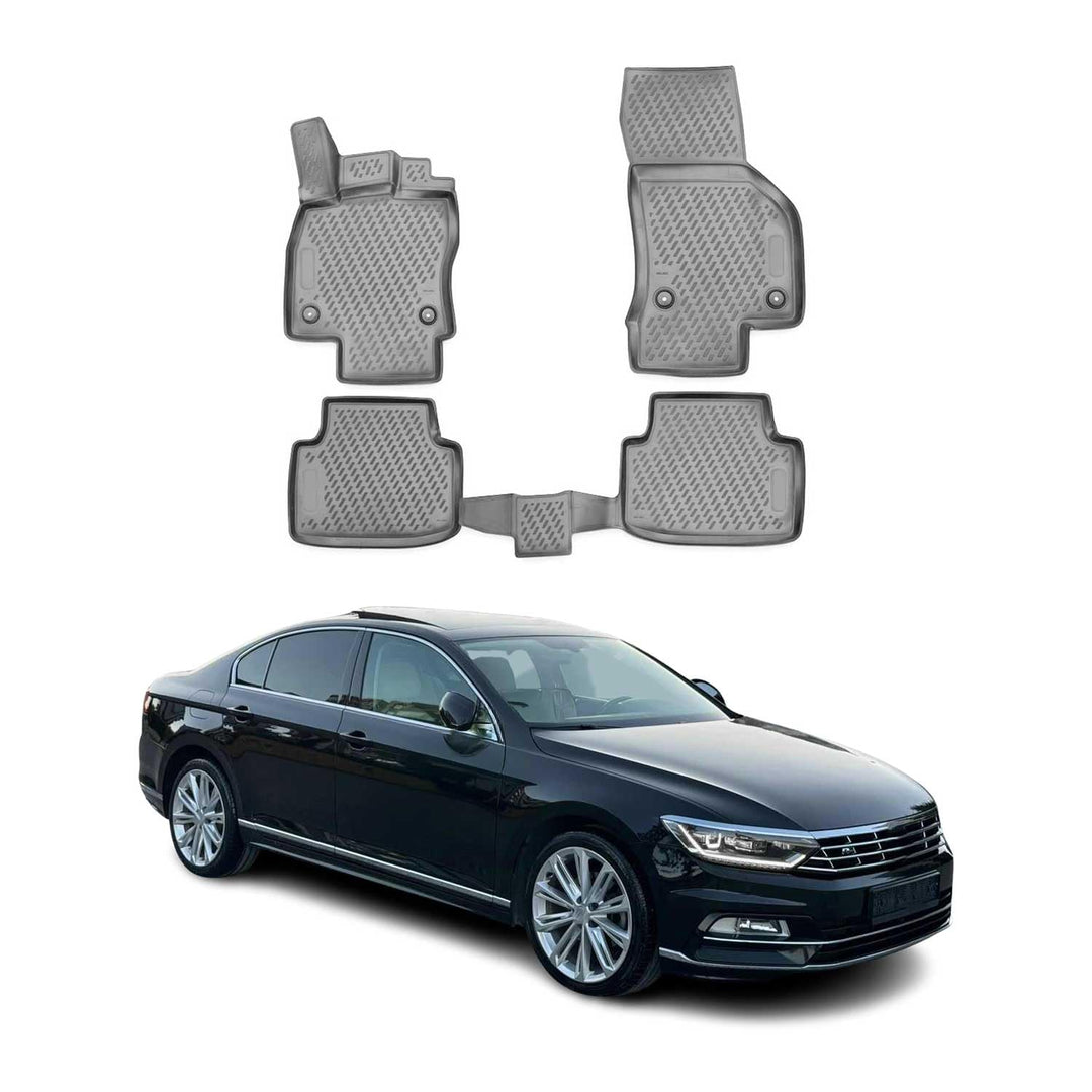OMAC Gummimatten Fussmatten kompatibel mit VW Passat B8 2014-2023 TPE Automatten Grau 4X Passat B8 2