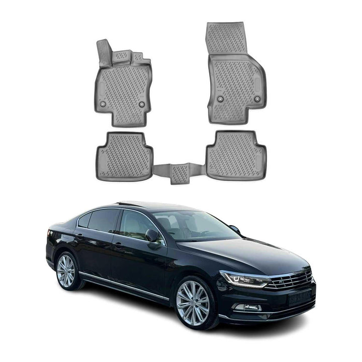 OMAC Gummimatten Fussmatten kompatibel mit VW Passat B8 2014-2023 TPE Automatten Grau 4X Passat B8 2