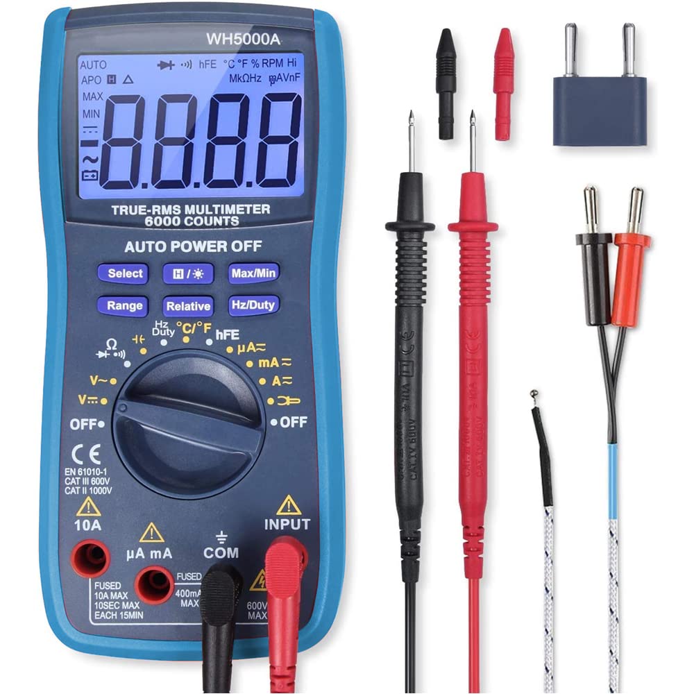 MMOBIEL Digitalmultimeter CAT III 1000V CAT IV 600V - 6000 Zähler - Spannungsprüfer Test AC/DC, Stro