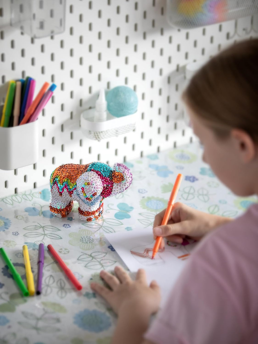 Kitfix - Sequin Art 3D Elefant - 3D Paillettenbild - Bastelset für Jugendliche, Erwachsene und Kinde