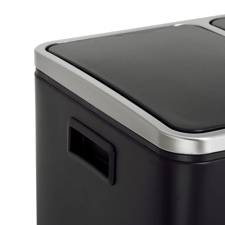 SVITA TM3X18 Treteimer 54 Liter Abfalleimer Mülleimer Design Silber Mülltrennung Papierkorb Küchen-O