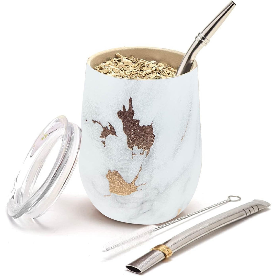 balibetov - Neu - Modernes Yerba Mate Gourd Set (Mate Tasse) - Doppelwandiger 18/8 Edelstahl Enthält