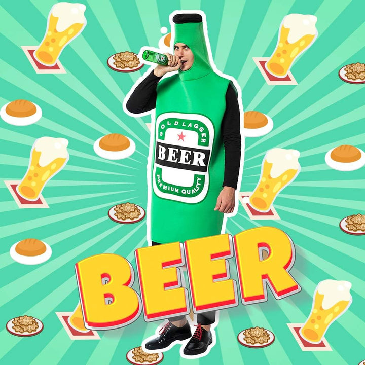 EraSpooky Unisex Bierflasche Kostüm Faschingskostüme Einteiler Halloween Party Karneval Fastnacht Kl