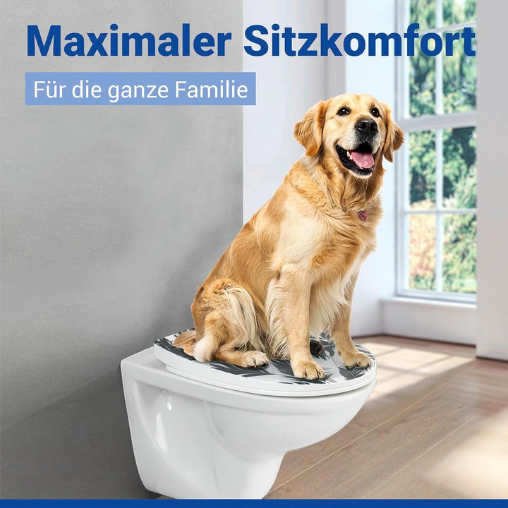WENKO WC Sitz Mod. Agen, Toilettendeckel mit Absenkautomatik, Relief-Druck und Blätter-Motiv, hohe B