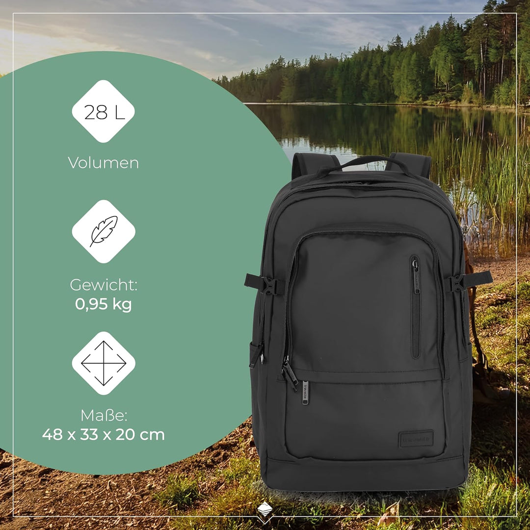 Travelite Rucksack aus wasserabweisendem Material, gepolstertes Laptop Fach 15,6 Zoll, BASICS Tagesr