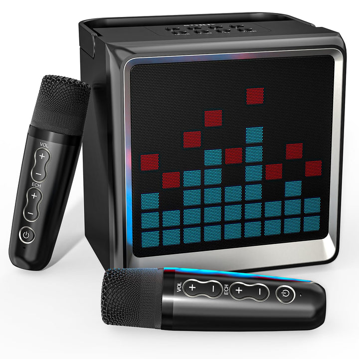 Karaoke-Maschine für Kinder und Erwachsene,tragbarer Bluetooth-Lautsprecher mit 2 drahtlosen Mikrofo
