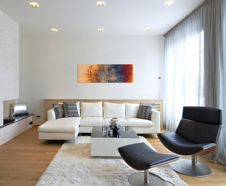 Wandbild 150x50cm Vintage Gemälde eines Baum Querschnitts auf Leinwand für Wohnzimmer, Büro, Schlafz