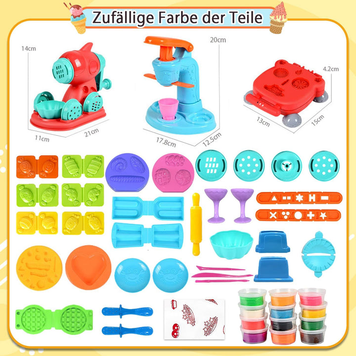 51 Stück Knete Set,Knete Zubehör Kitchen Creations,Knete Eismaschine Nudelmaschine Burgermaschine,Kn