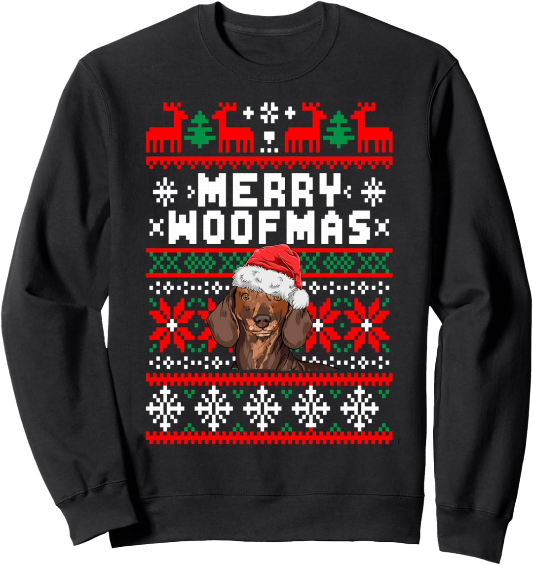 Dackel Merry Woofmas Weihnachten Ugly Christmas Hunde Sweatshirt