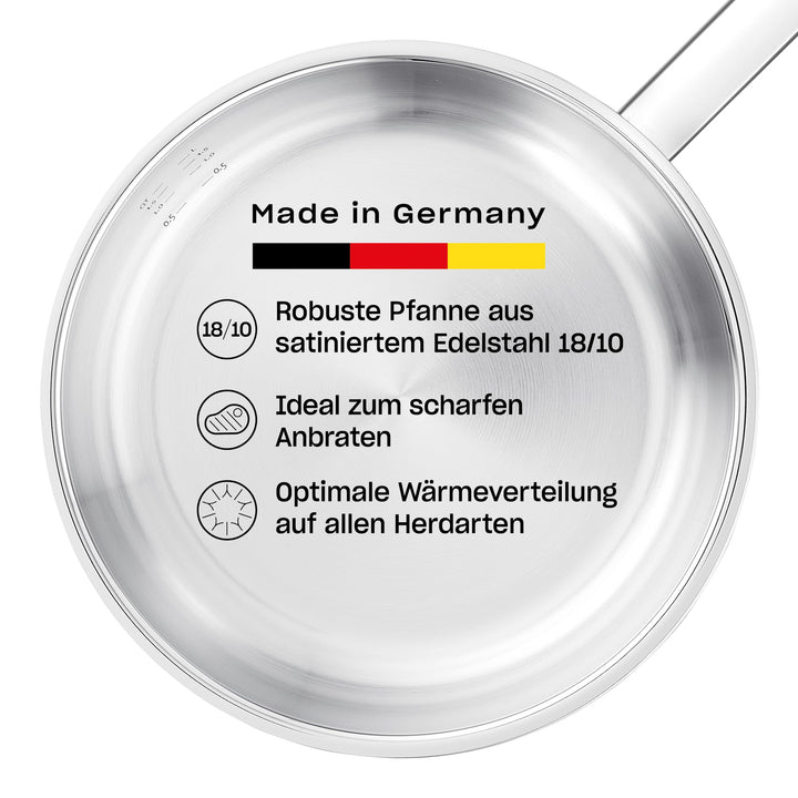 Fissler Original-Profi Collection Edelstahl-Pfanne 24 cm – unbeschichtete Stielpfanne mit Innen-Skal