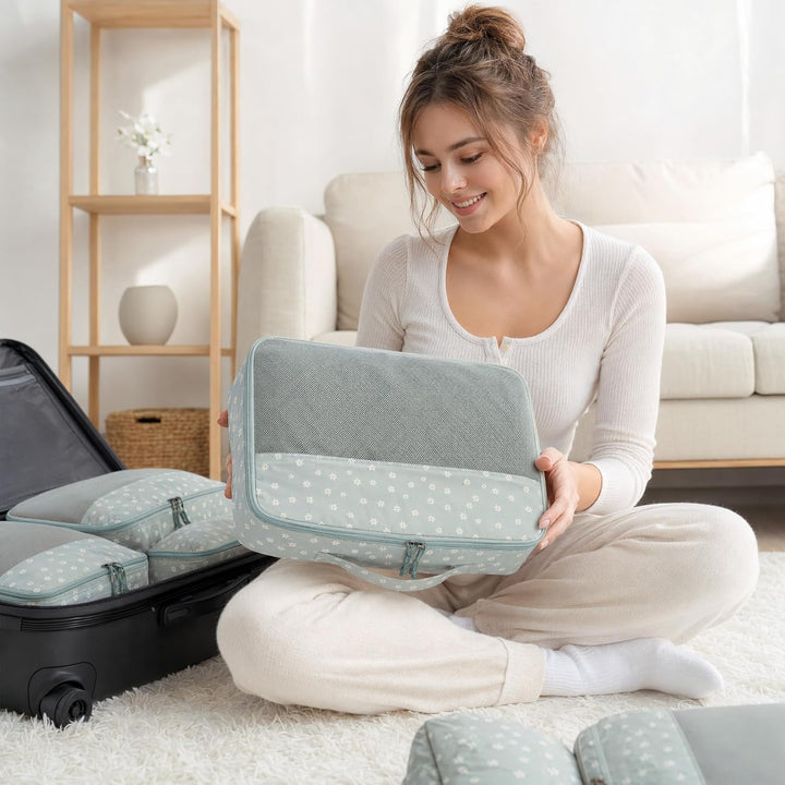 ECOHUB Koffer Organizer 7-teilig mit Stilvollem Designs für Reisen | Stilvolle Packing Cubes mit 3 D