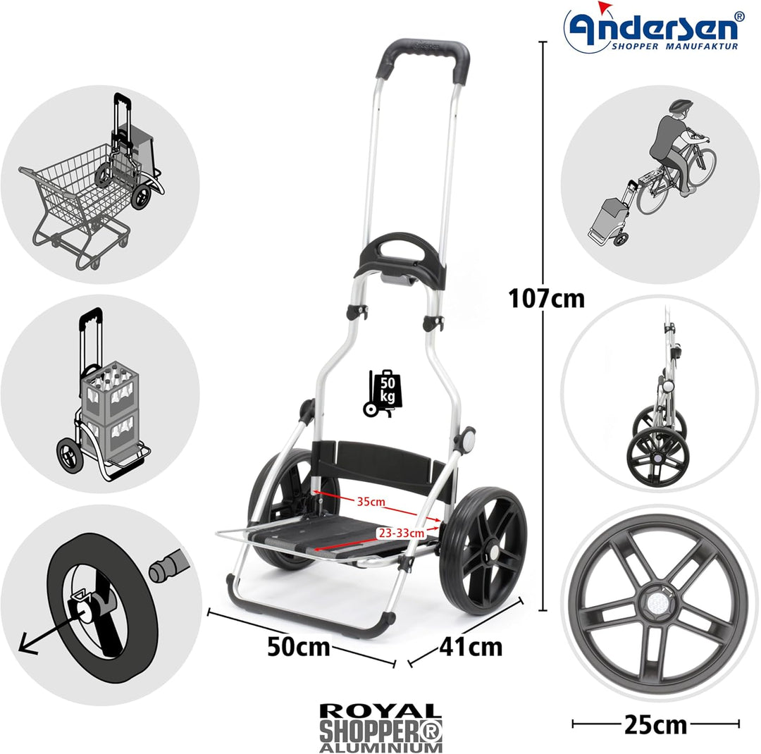 ANDERSEN Einkaufstrolley - Royal Shopper Senta grau 49 L einkaufen, Einkaufshilfe, wasserdicht, Alum