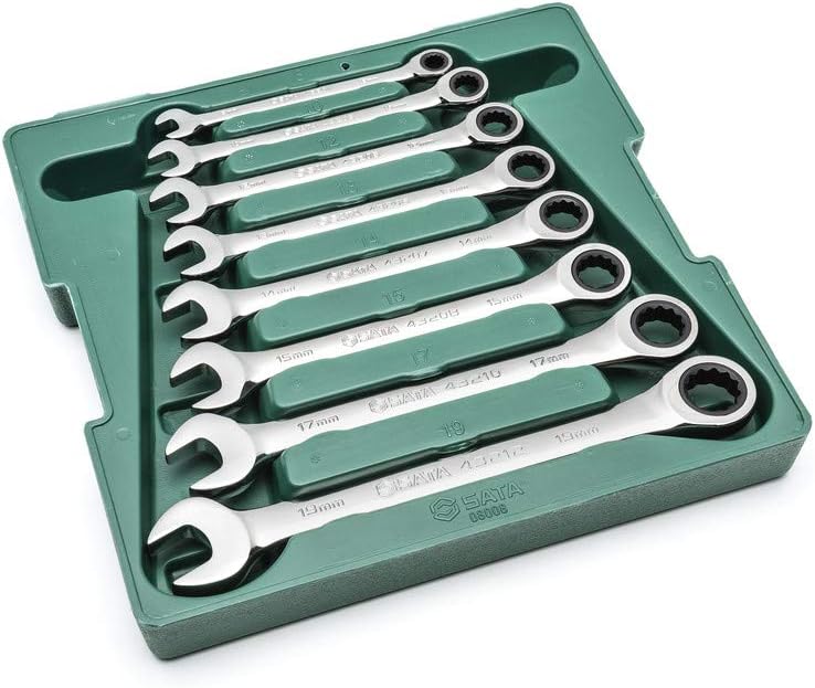 SATA 8 Piece Ratcheting Combination Wrench Set, Metric - ST08008